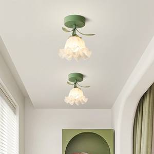 Modern Metal Glass Ceiling Chandelier with LED Cold White Light Flower Shape IP65 Remote Control AC for Home <b>Office</b> - Product Image 1