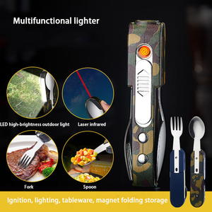 Accendino USB DEBANG Multifunzione per Esterni con Cucchiaio, Forchetta, Laser e LED, Facile da Trasportare e Ricaricabile - Product Image 1