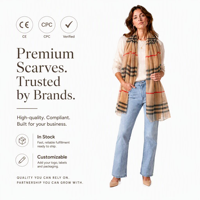 Écharpe en soie à carreaux personnalisée avec logo, légère et semi-transparente, motif tartan pour femmes, en stock, certifiée CE CPC, vente en gros OEM