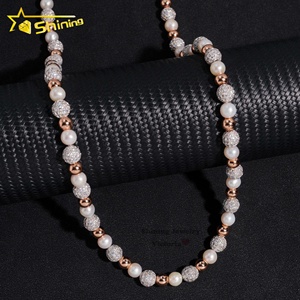Nueva llegada diseño personalizado al por mayor joyería de moda Moissanite diamante 8mm Iced Out perlas de imitación collar de cadena de eslabones - Product Image 6