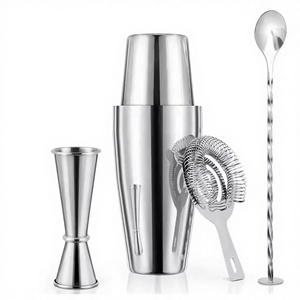 Nouvel ensemble de shaker à cocktails de style Boston en acier inoxydable, 4 pièces, <span class=keywords><strong>kit</strong></span> de mélange de cocktails en trois sections - Product Image 1