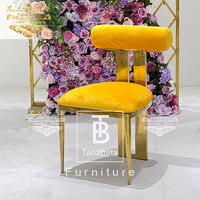Chaises de salle à manger de luxe en acier inoxydable doré en tissu nordique orange pour les mariés