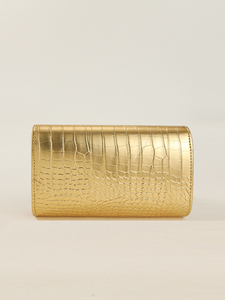 Sac de soirée élégant et étanche pour femme, motif crocodile doré, de luxe, avec chaîne, bandoulière, pochette enveloppe, par Bell - Product Image 4