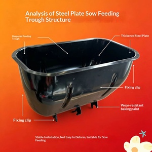 Large Sow Feeding <strong>Trough</strong> Steel Plate Pig Feed Bin Farrowing Crate Gestation Stall Black Model 45*38*23cm - Product Image 3