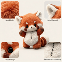 Fabricant de jouets en peluche Panda Rouge personnalisés, vente en gros de poupées en peluche, jouets doux et câlins pour enfants, jouets en peluche mignons et moelleux