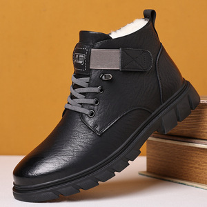 Botas de Invierno para Hombre, de Piel Auténtica, Forradas de Felpa, Antideslizantes, con Punta Redonda, Botas de Nieve - Product Image 1