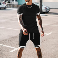 Ensemble de survêtement pour homme, été, respirant, anti-transpiration, antibactérien, coupe ample, polyester/coton, short, pantalon, t-shirt
