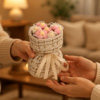 Buket Bunga Daisy Rajutan Tangan Realistis, Keranjang Bunga Mini Buatan Tangan untuk Dekorasi Pernikahan, Hari Valentine, Hari Ibu, dan Rumah