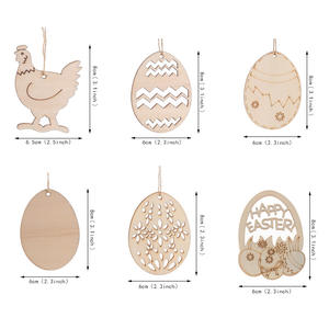 Décoration en bois découpée au laser sur mesure en gros, silhouettes d'animaux, œufs de Pâques, lapin, décoration suspendue pour la remise des diplômes, 10 pièces/sac - Product Image 3