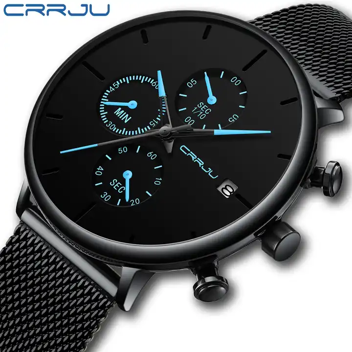 CRRJU Men's Watches Luxury Stylish Waterproof Quartz Watches for