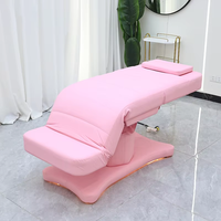 Table de massage électrique moderne entièrement noire pour salon de beauté, 3 moteurs, réglable, avec lumières, pour soins du visage et spa