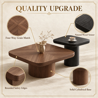 Ensemble de tables basses Starburst avec plateau assorti à quatre sens sur base pilier, design moderne, durable, facile à nettoyer, meubles de salon