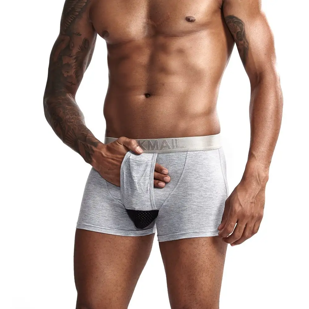 Customized LOGO sexy underwear boxer briefs preventing varicocele Crotchless short pants Modal Low Waist Trunks underpants