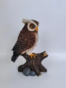 New Product 3 Pieces Gardening Decoration Resin Owl Sculpture For Fairy Garden Animal Statue Home Decoration