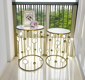 Lander lot de 2 tables basses rondes en métal personnalisées, dorées et décoratives, tables d'appoint modernes pour le salon, vente en gros - Product Image 2