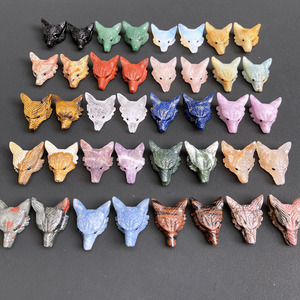 1.5 pollici misto cristallo di quarzo naturale Semi-preziosa pietra artigianato <span class=keywords><strong>lupo</strong></span> testa ciondolo per collana gioielli - Product Image 6