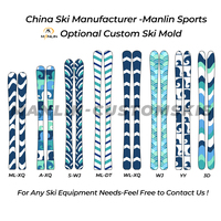 Ensemble de ski tout-terrain pour femme personnalisé OEM avec chaussures de ski, fixations, skis légers à double pointe avec noyau en bois pour adultes, freestyle
