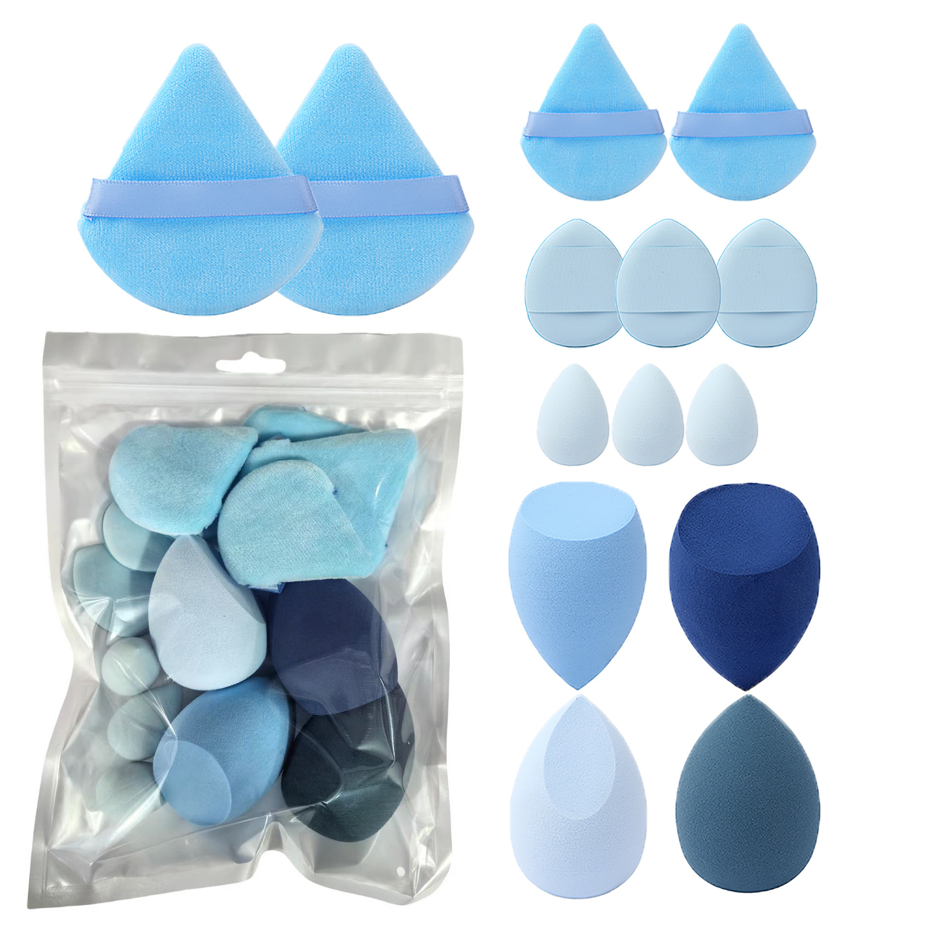 Juego de bolsas azules de 14 piezas.