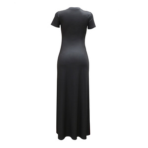 Robe moulante décontractée à col rond imprimé et manches courtes, fendue sur le côté, idéale pour le quotidien, pour femme - Meilleure vente - Product Image 6