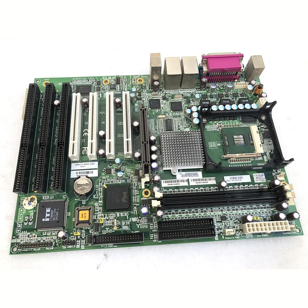 Modèle MBATX-845E-G2A socket 478 ddr400 cartes mères avec 3 ISA slot et 2 LAN course winxp win98 dos 6.22 linux système