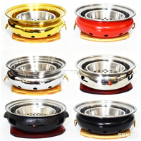 Grill de table rond au charbon de bois pour restaurant coréen, équipement de grillade commercial en acier inoxydable avec plateau inférieur