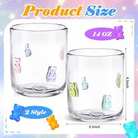 Verres à jus motif ours mignon 14oz, verres à vin sans pied en forme d'ours bonbon, tasses à café, fournitures pour fêtes à domicile, cadeau