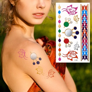 2024 personnalisé en gros européen américain vacances temporaire corps tatouage autocollants étanche bronzant argent transfrontalier métal - Product Image 4