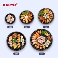 KARYO 201 Blister de luxe PET jetable nourriture japonaise repas boîte à lunch conteneur en plastique à emporter plateau à sushi avec couvercle anti-buée