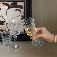 Ensemble de verres à vin en cristal taillé diamant vintage, sans plomb, gravés, à pied, pour mariage, fête, bar, maison