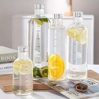 Botol Air Kaca Borosilikat dengan Penanda Waktu 300ml 500ml 1000ml Pelacak Hidrasi Motivasi Timer Gelas Jus Logo Kustom