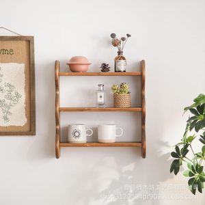 Wooden Wall Mounted <b>Shelf</b> 3 Tier Rectangle Hanging Storage <b>Rack</b> For Living Room Kitchen Bathroom Entryway Hallway - Product Image 3