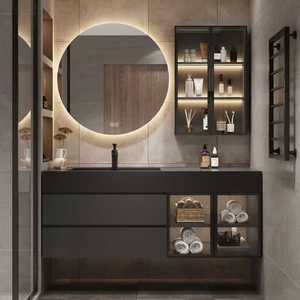 Mueble de Baño de 36 a 92 Pulgadas con Lavabo - Gabinete de Madera Sólida con Encimera Integrada y Espejo Inteligente con Almacenamiento - Product Image 1