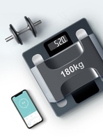 Báscula Digital Inteligente para Baño con Sensor, Material de Vidrio, Capacidad de 180 kg, Medición de Grasa Corporal, para Uso Doméstico