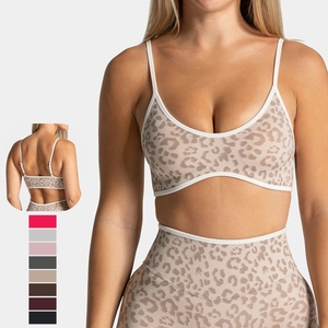 Vêtements de sport, soutiens-gorge de sport sans couture, bretelles réglables, soutien-gorge de fitness pour femmes, vêtements de yoga doux et élastiques, soutien-gorge d'entraînement léopard - Product Image 1