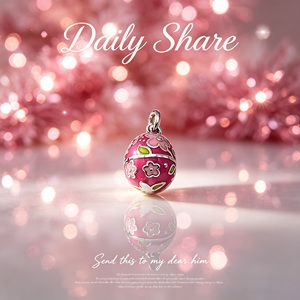 Breloques en émail argentées style <span class=keywords><strong>James</strong></span> Avery, œuf de Pâques rose et bleu, pendentif cœur rouge, pour la fabrication de bijoux DIY, bracelet, cadeau - Product Image 2