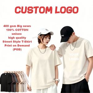 เสื้อยืดโอเวอร์ไซส์ผู้ชาย 400GSM ผ้าฝ้าย 100% สั่งทำได้ พิมพ์ลายกราฟิกสไตล์วินเทจ สตรีทแวร์ สั่งพิมพ์ตามต้องการ ยูนิเซ็กส์ ลำลอง สีแอพริคอต - Product Image 1