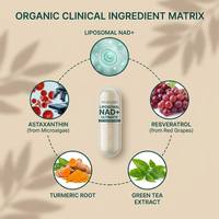 Capsules végétaliennes liposomales NAD+ OEM avec resvératrol, glutathion, astaxanthine pour stimuler l'énergie cellulaire et la protection antioxydante, 60 comprimés