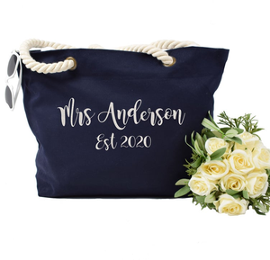 กระเป๋าผ้าแคนวาสลายทางสำหรับฤดูร้อน กระเป๋าสะพายไหล่ กระเป๋าช้อปปิ้ง ของชำร่วยงานแต่งงาน พร้อมสกรีนโลโก้ตามสั่ง ขายส่ง - Product Image 6