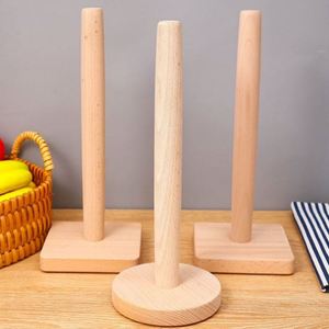 Wholesale <b>Kitchen</b> Wooden <b>Paper</b> Towel Holder Solid Beechwood <b>Paper</b> Towel Dispenser Stand with Anti-Skid Base - Product Image 2