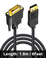 Câble convertisseur professionnel DP DVI de 1,8 m avec gaine en PVC et blindage pour utilisation HDTV et informatique, adaptateur mâle DVI-D 24+1 broches