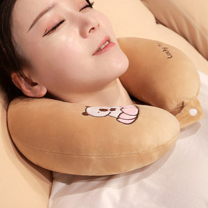 Hot Cute Capybara Tela de algodón Almohada en forma de U Almohada de viaje portátil para siesta para comodidad para conejillo de indias y cuidado cervical - Product Image 3