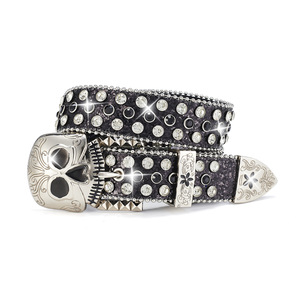 <span class=keywords><strong>Simon</strong></span> Belts Hommes Rétro Bling Bling Brillant Western Designer Strass PU <span class=keywords><strong>Ceinture</strong></span> Brillant Clouté Diamant Cristal Pierre Alliage - Product Image 6