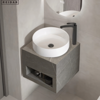 Meubles de salle de bains en marbre fritté de luxe léger et personnalisé Meuble de lavabo simple avec miroir LED