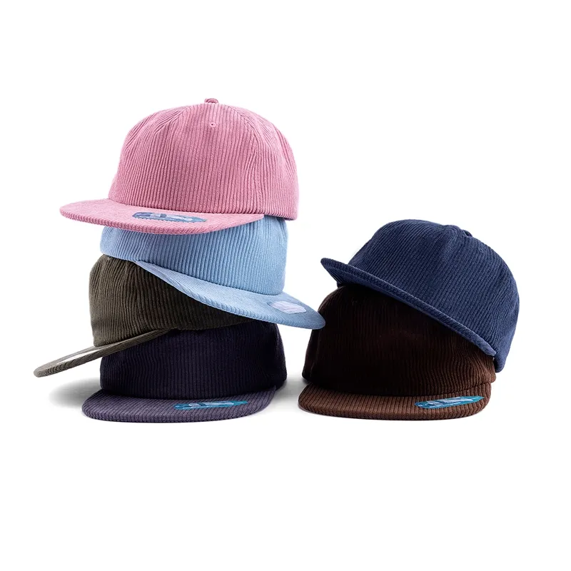 OEM wholesale blank chapeau retro vintage low profile unstructured 5 panel custom corduroy snapback hats cap