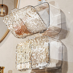 Wall Mounted Storage <b>Box</b> Transparent With Compartments For Bathroom <b>Makeup</b> Organizer Gold And Silver Color - Product Image 4