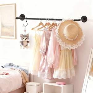 壁掛け式鉄製多機能工業用ヘビーデューティー省スペース取り外し可能なハンギング洋服ラック（リビングルーム、寝室用） - Product Image 1