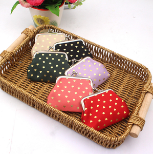 En gros, Porte-monnaie en tissu doré à chaud motif cœur pour enfants, mini porte-monnaie de 3 pouces avec fermoir, sac doré, portefeuille en forme de cœur pour filles - Product Image 1