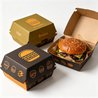 Boîtes à hamburgers carrées en carton recyclables haut de gamme écologiques jetables