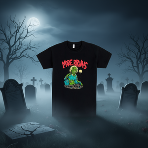 Maglietta More Brains Zombie nera unisex per adulti taglia media con grafica horror - Product Image 3