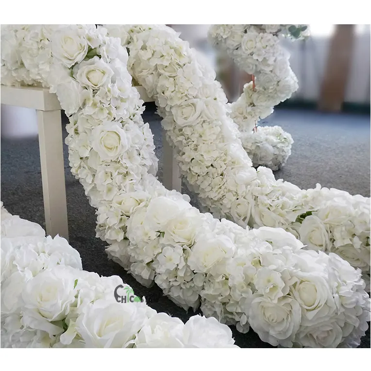 hot sale customizable wedding table centerpiece rose flowers artificial flower runner for Wedding/Garden/Hotel/Home decor